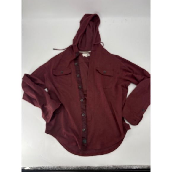 Fundamental Coast Other - Fundamental Coast Los Angeles Mens Large Hooded Button Down Shirt Burgundy